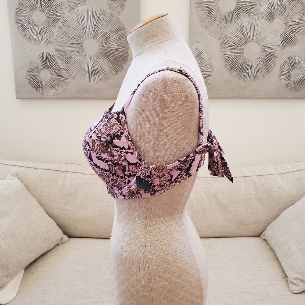 Rachel Roy Python-Print Underwire Bikini Top XL - Picture 6 of 8